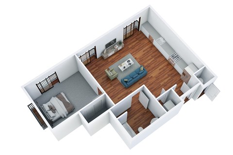 Floor plan for 1 bed, 1 bath, 680 sqft